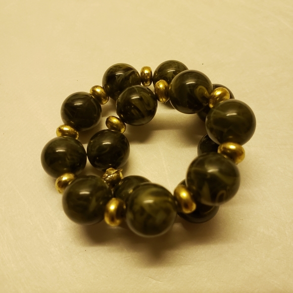 HP 😊 Wisconsin Monarch's Dark Jade Green/Gold Bracelet - Picture 5 of 5